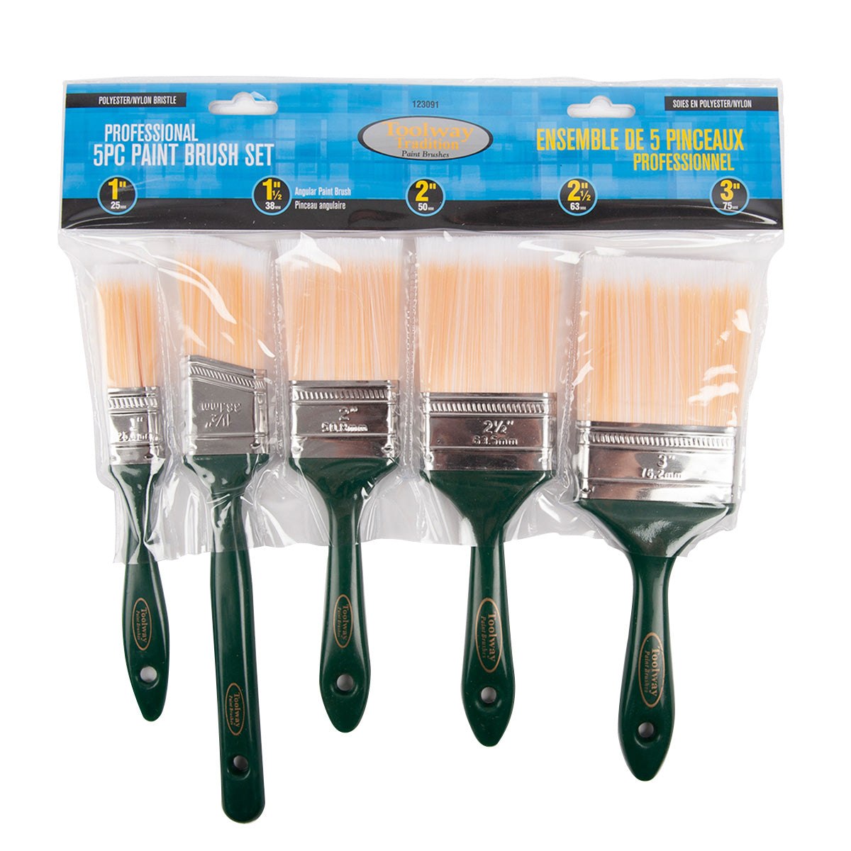 5‑Piece Nylon/Polyester Paint Brush Set