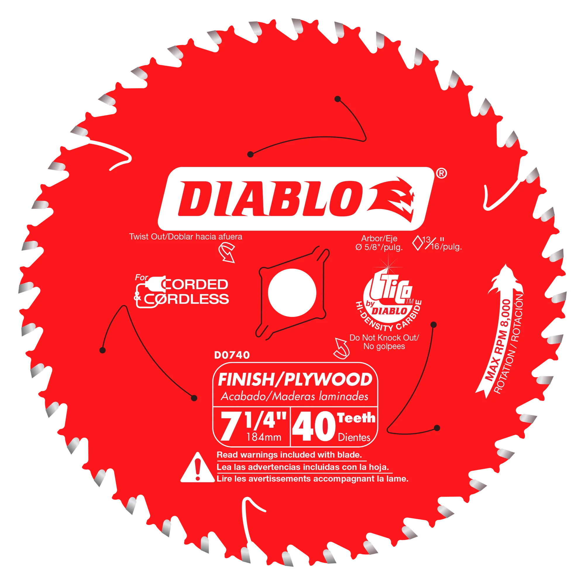 Diablo D0740A 7-1/4"X 40" Tooth Finish Saw Blade