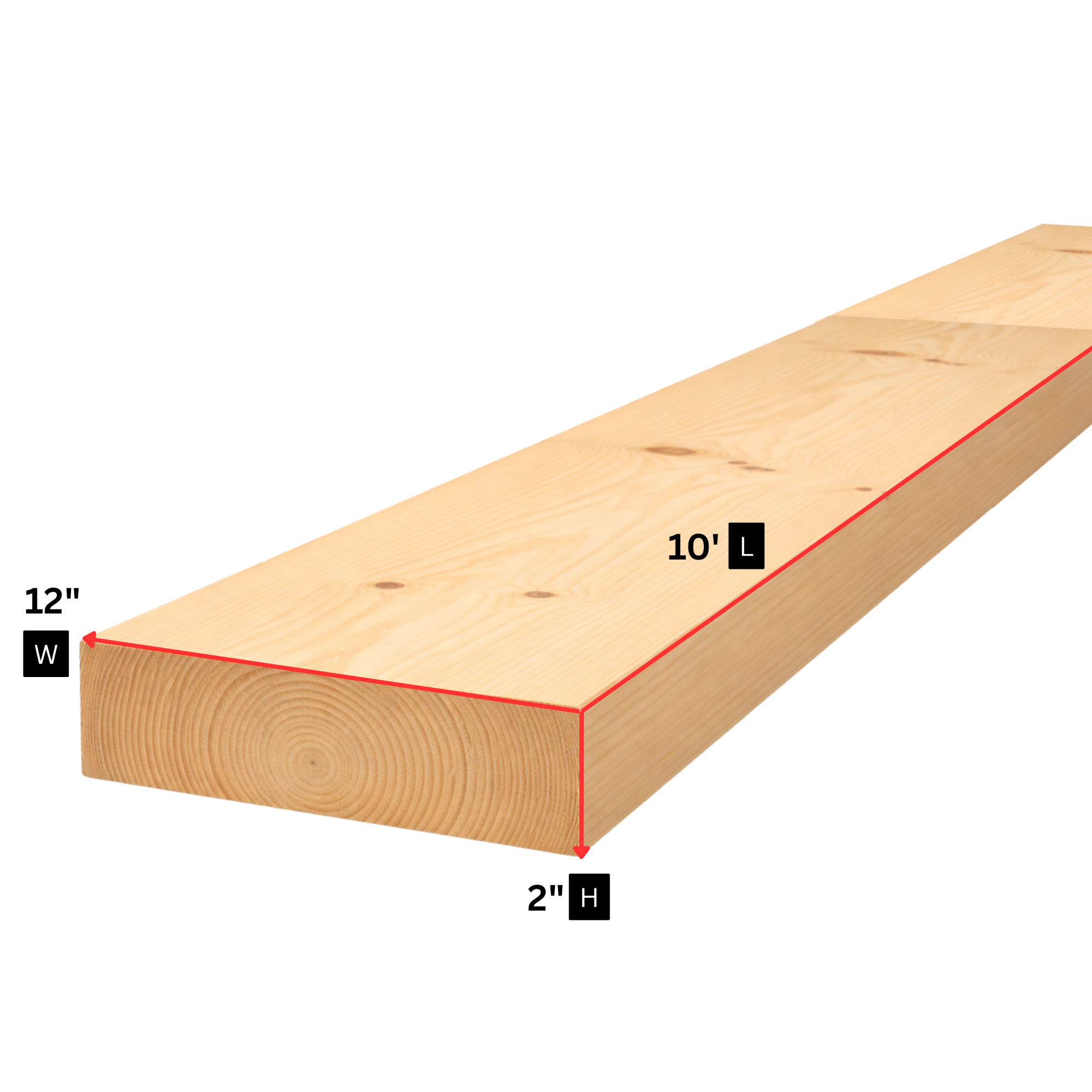 LUMBER 2" H x 12" W x 10" L