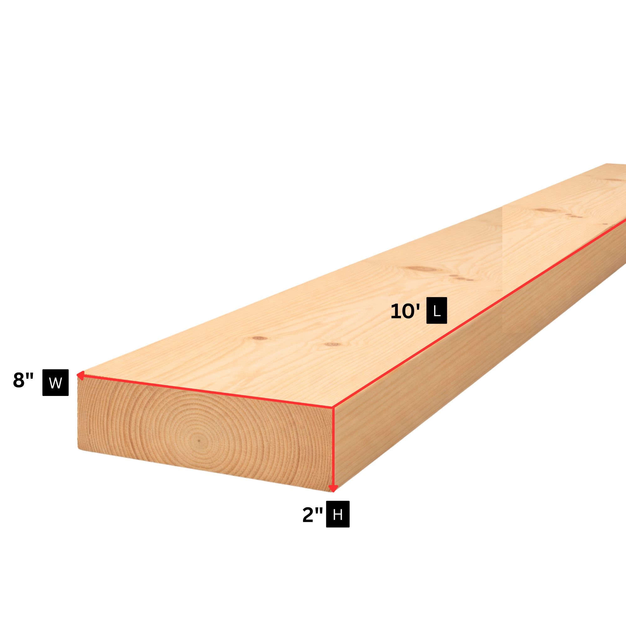 LUMBER 2" H x 8" W x 10" L