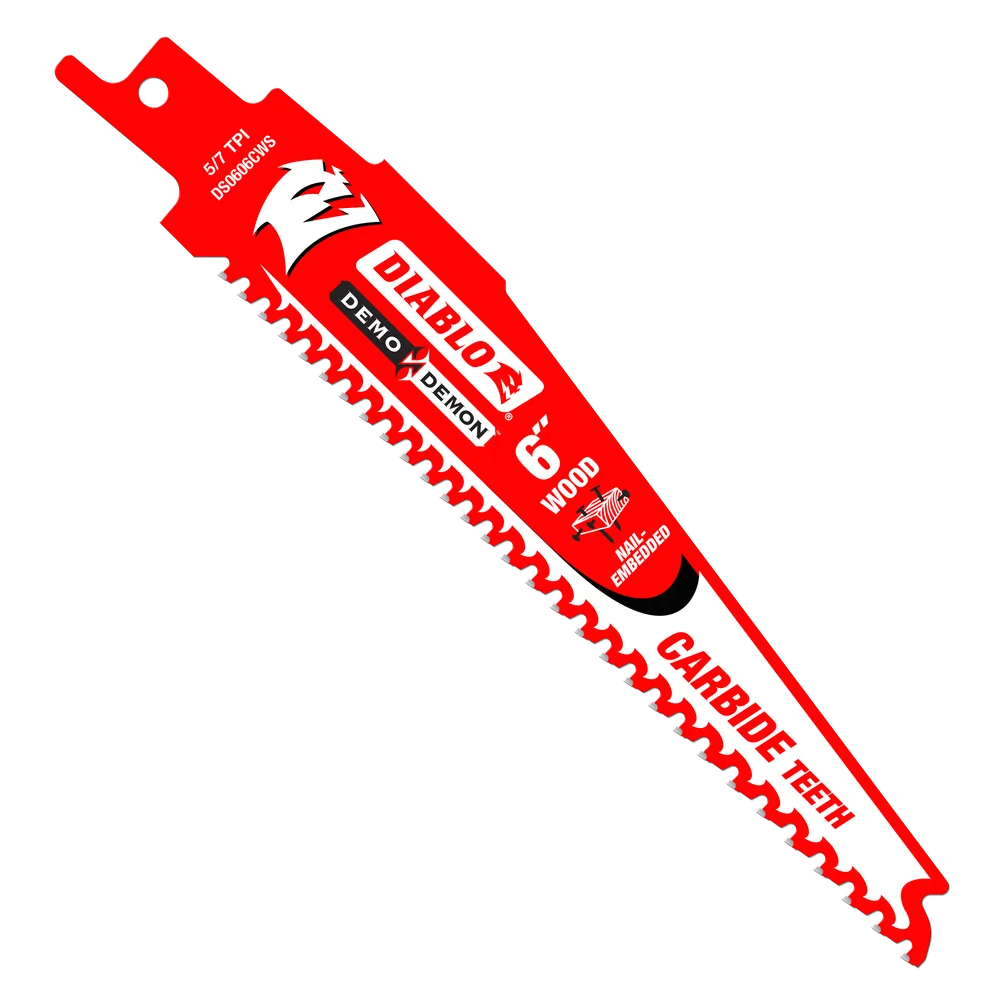 6" 5/7 TPI Demo Demon™ Carbide Teeth Reciprocating Saw Blade for Nail-Embedded Wood