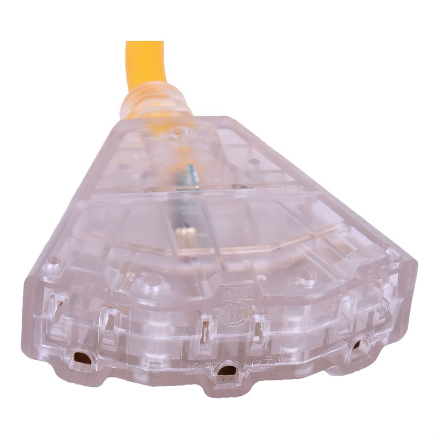 Extension Cord Outdoor Sjtw 12 / 3 Lighted 3-tap Yellow 50ft