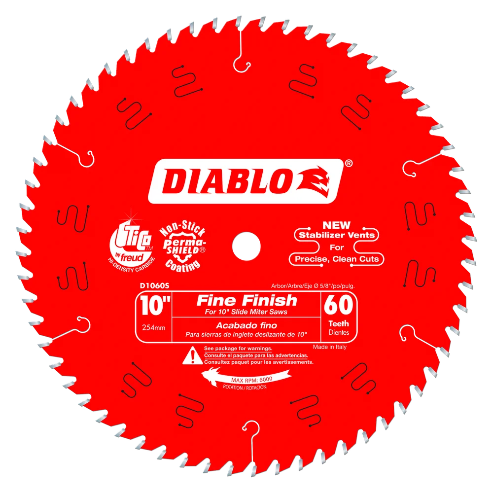 Diablo 10 in. x 60 Tooth Fine Finish Slide Miter Saw Blade