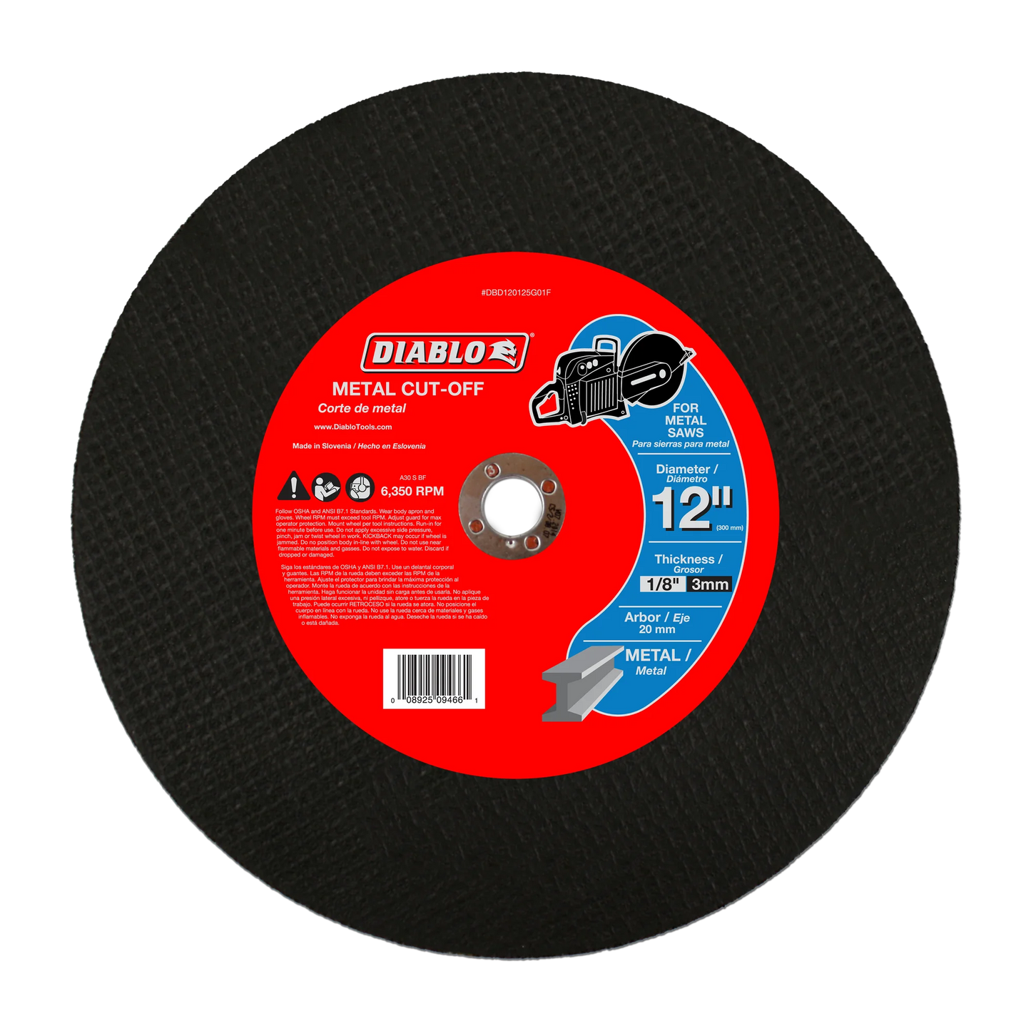 12 in. x 1/8 in. x 20 mm Metal Cut-Off Blade