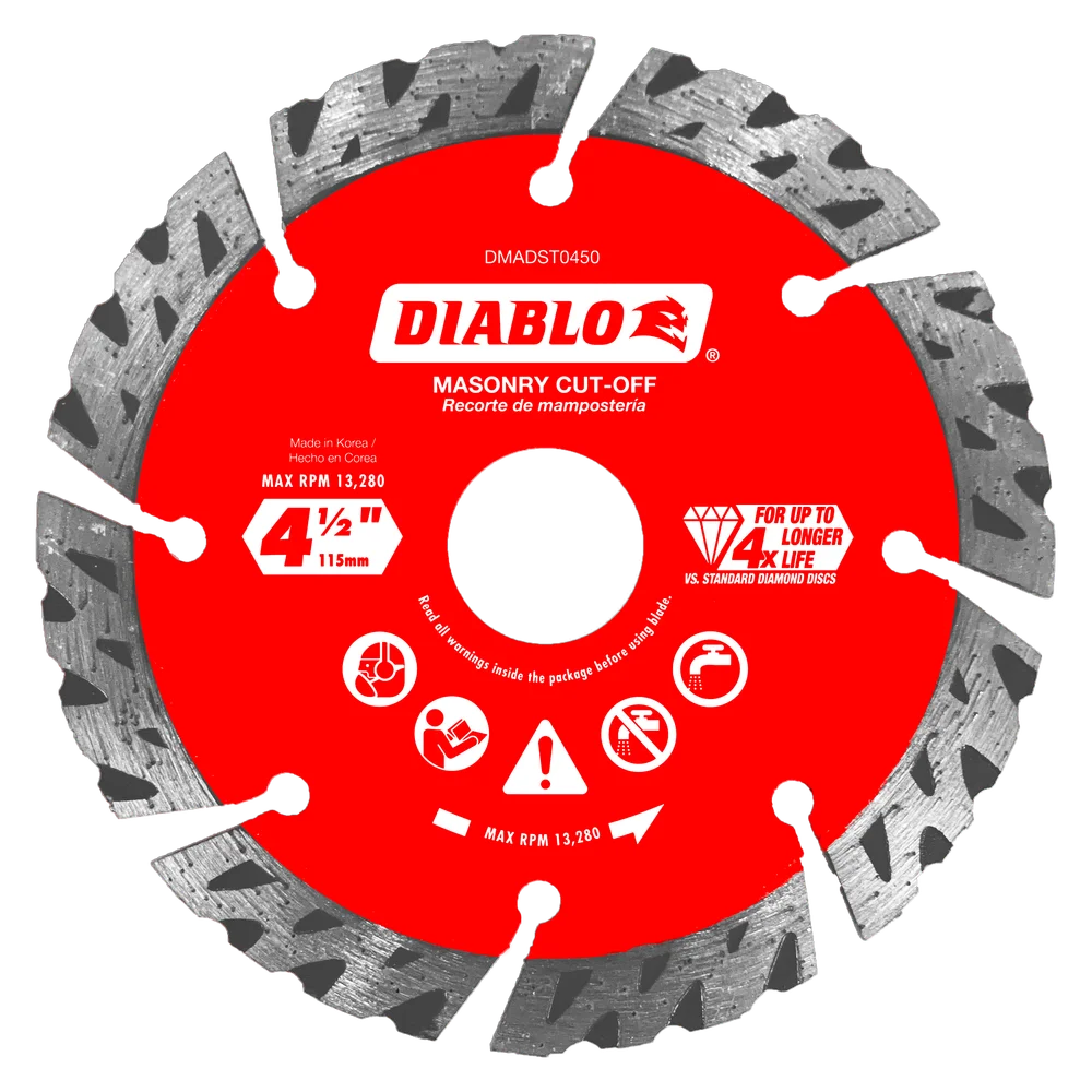 4-1/2 in. Diamond Segmented Turbo Cut-Off Discs for Masonry