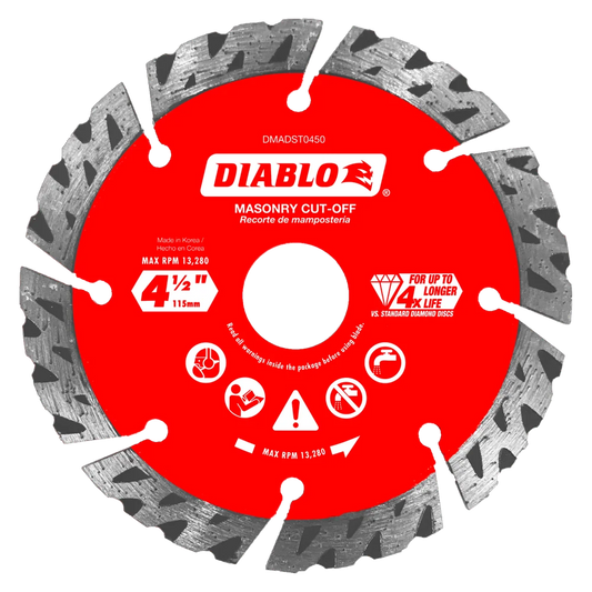 4-1/2 in. Diamond Segmented Turbo Cut-Off Discs for Masonry