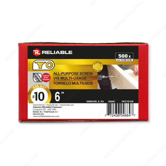 All-purpose Construction Screw 10 x 6"(Golden Screw) (500)