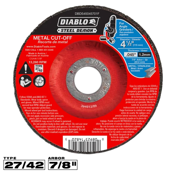 4-1/2" Type 27 Steel Demon™ Metal Cut-Off Disc