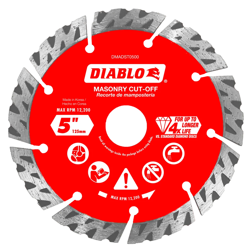 Diablo 5 in. Diamond Segmented Turbo Cut-Off Discs for Masonry