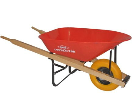 Erie Red Wheelbarrow 6cu. Flat Free Yellow Tire