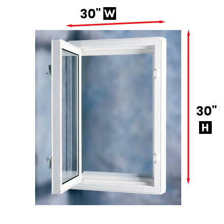 Hopper/Egress Window 30-inch W x 30-inch H