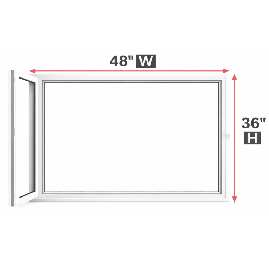 48x12 Inch Window Hopper/Egress Window 48-inch W x 36-inch H