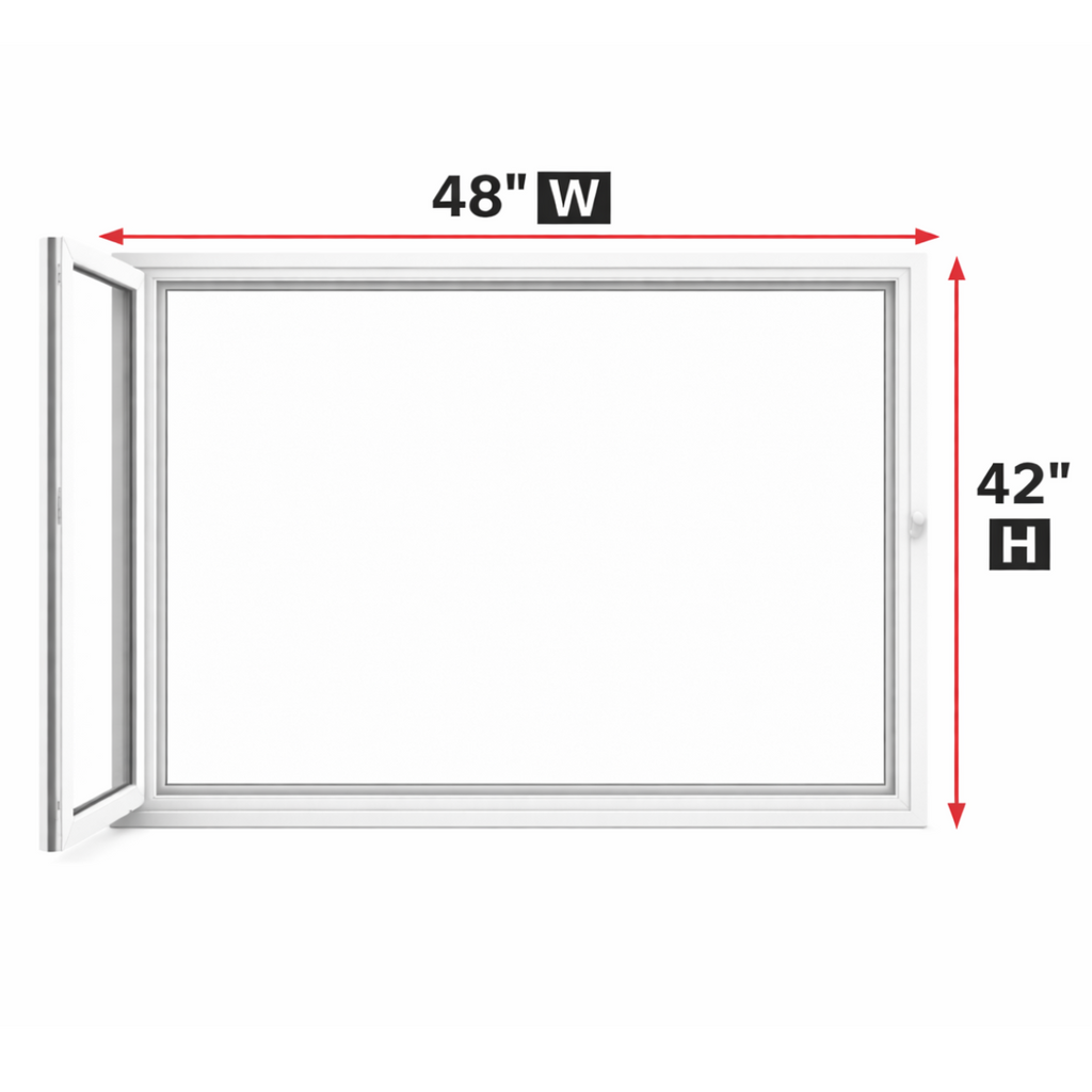 48x12 Inch Window Hopper/Egress Window 48-inch W x 42-inch H