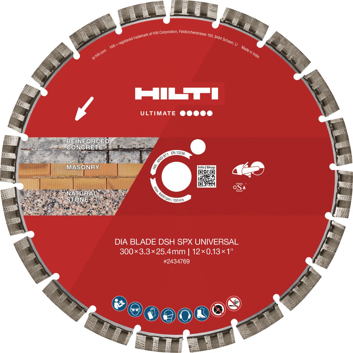 DSH 400/25-16 x 1″ SPX Universal Diamond Blade