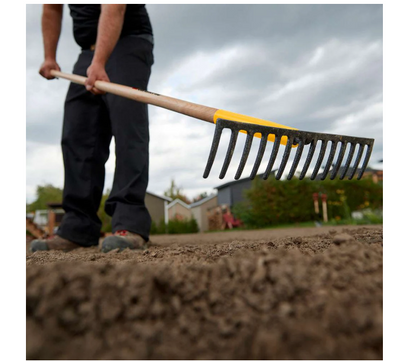 Level Rake 14 Tine Steel Head, Wood Handle Pro Series