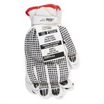 1dz. Knitted Poly/Cotton Gloves White With Black PVC Dots