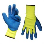 1dz. Knitted Acrylic Gloves NeonGreen With Latex Palm Blue (OSFA)(box12pair)