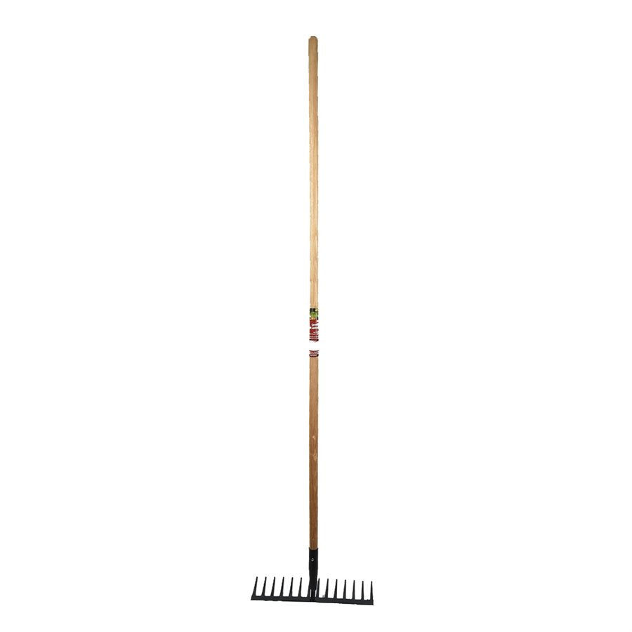 ASPHALT LEVELING RAKE 14-CARBON STEEL TINE 56-1 / 2IN HARDWOOD HANDLE