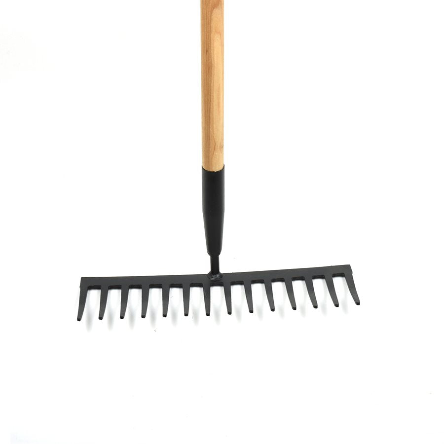 ASPHALT LEVELING RAKE 14-CARBON STEEL TINE 56-1 / 2IN HARDWOOD HANDLE