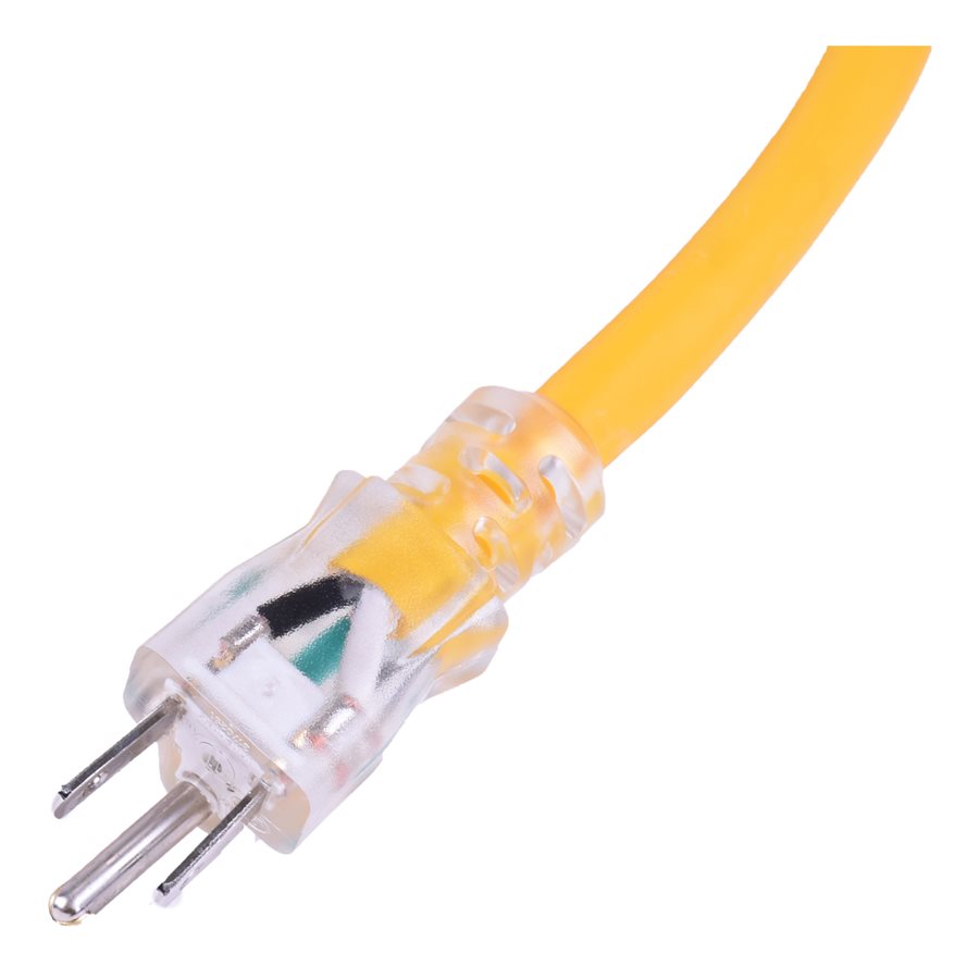 EXTENSION CORD OUTDOOR SJTW 12 / 3 LIGHTED 3-TAP YELLOW 50FT